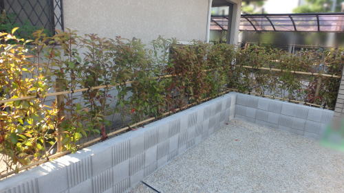 高槻市 植木撤去しブロック積み