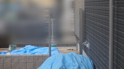 摂津市新築外構 門扉柱設置