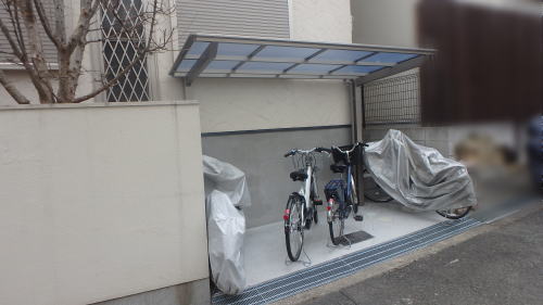 大阪箕面 自転車置き場新設リフォーム ネスカFミニ/シャイングレー(LIXIL)