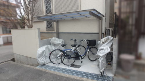 大阪箕面 自転車置き場新設リフォーム ネスカFミニ/シャイングレー(LIXIL)