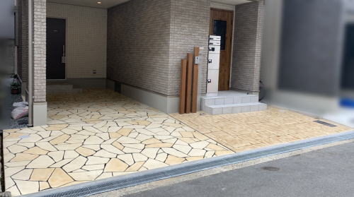 大阪市N様邸 新築外構 スタンプコンクリート