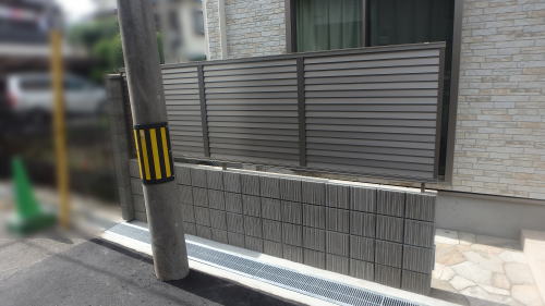 大阪高槻 新築外構 化粧ブロック・目隠しフェンス
