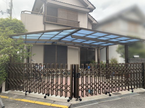 大阪枚方 カーポート・伸縮門扉取替
