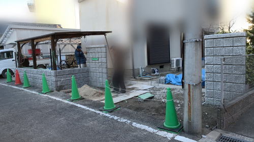 大阪茨木 ブロック積み・ポスト設置