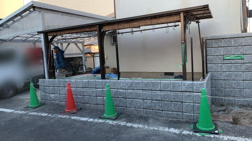 大阪茨木 ブロック積み・ポスト設置