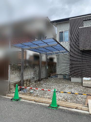 大阪茨木 ガレージ カーポート設置 ネスカF/シャイングレー 熱線吸収クリアマットS(LIXIL)