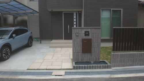 大阪茨木 新築外構 アプローチ