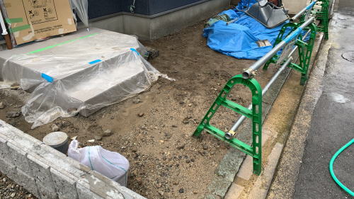 大阪 茨木 新築外構 ガレージ掘削