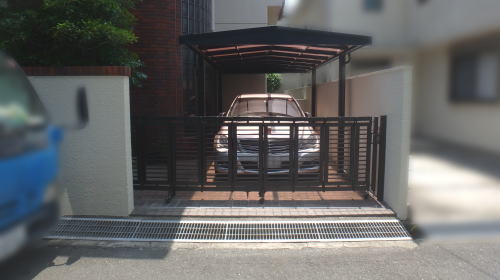 大阪府高槻市T様邸 伸縮門扉取替後 シャレオ伸縮1型/マイルドブラック(LIXIL)