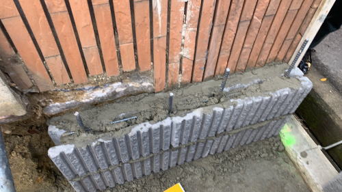 大阪枚方市 隣地境界沿いブロック積み