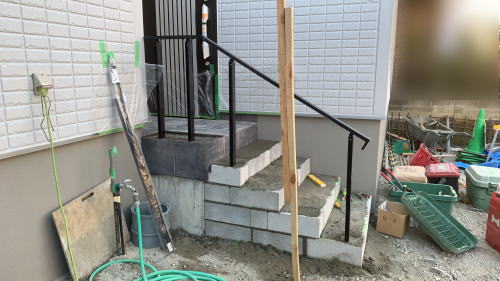 大阪枚方市 隣地境界沿いブロック積み