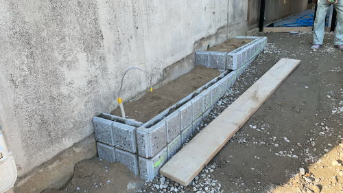 兵庫西宮 花壇 ブロック積み
