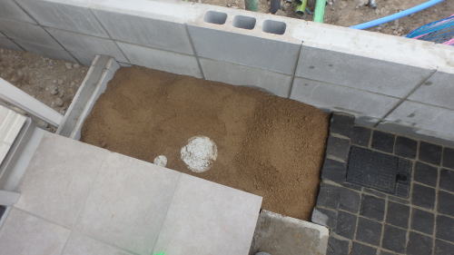 大阪 茨木 新築外構 花壇に土入れ