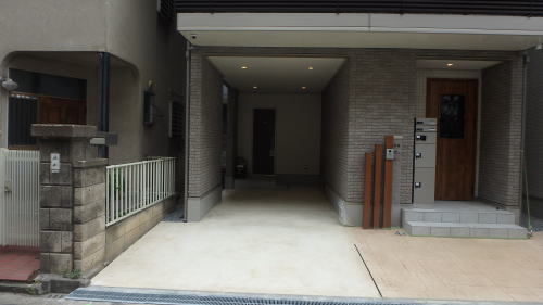 大阪市新築外構 スタンプコンクリート打設