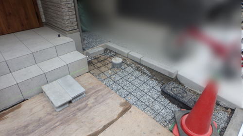 大阪市新築外構 土留めブロック積み