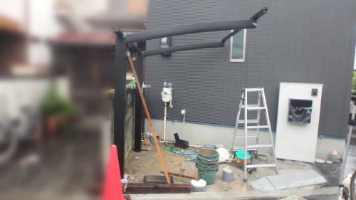 大阪高槻新築外構 照明仮設置