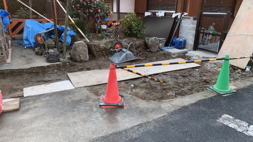 大阪茨木 門まわりリフォーム 門柱解体