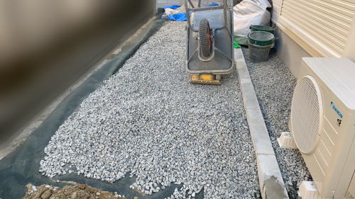 大阪茨木 新築外構 砕石敷き